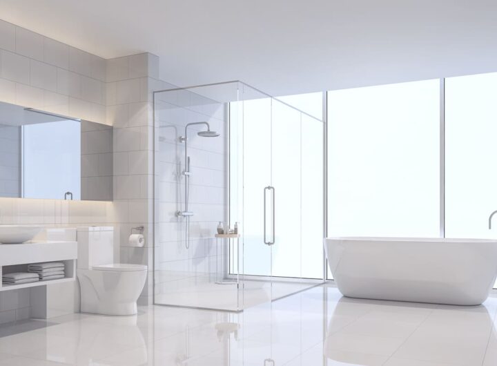 Ambiente bagno dotato sia di doccia che di vasca.