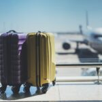 Due bagagli a mano in attesa di essere imbarcati, dentro un aeroporto.