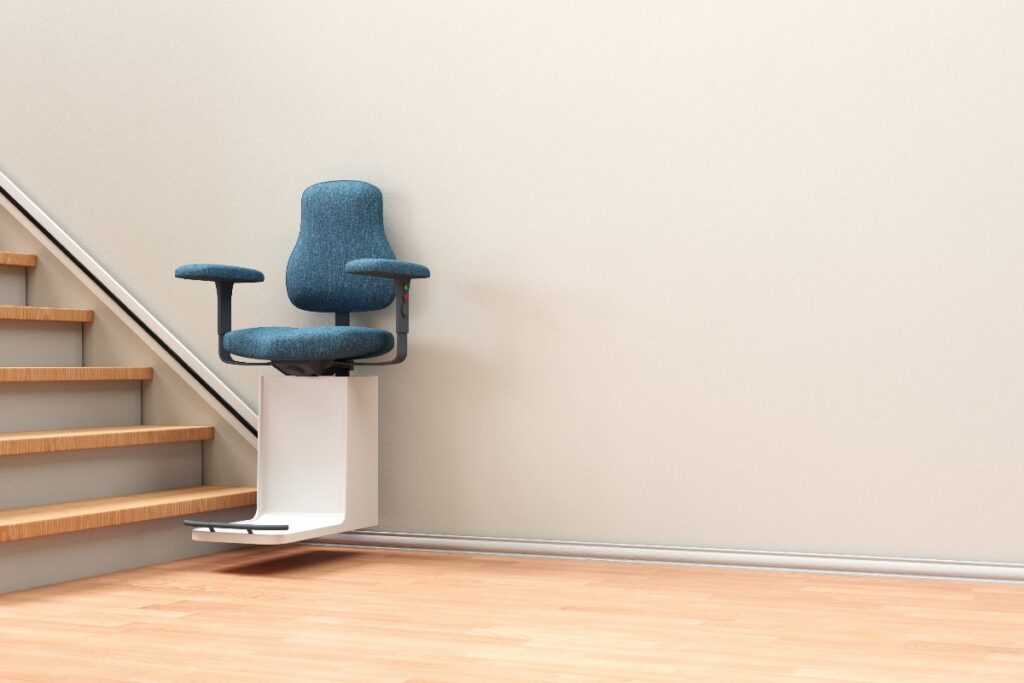 Montascale installato su una scala.